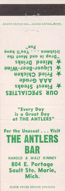 Antlers Restaurant (Motel and Cabins) - Matchbook (newer photo)